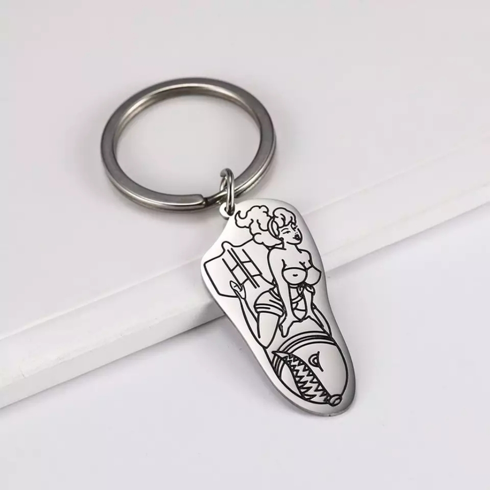 Steel Pinup Bomb Keychain